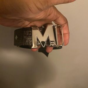 2 tone Black/grey ash Mcm belt